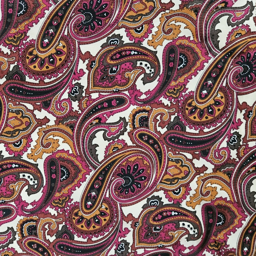 Purple & Orange Paisley Medallion Border Scarf | SZ 35